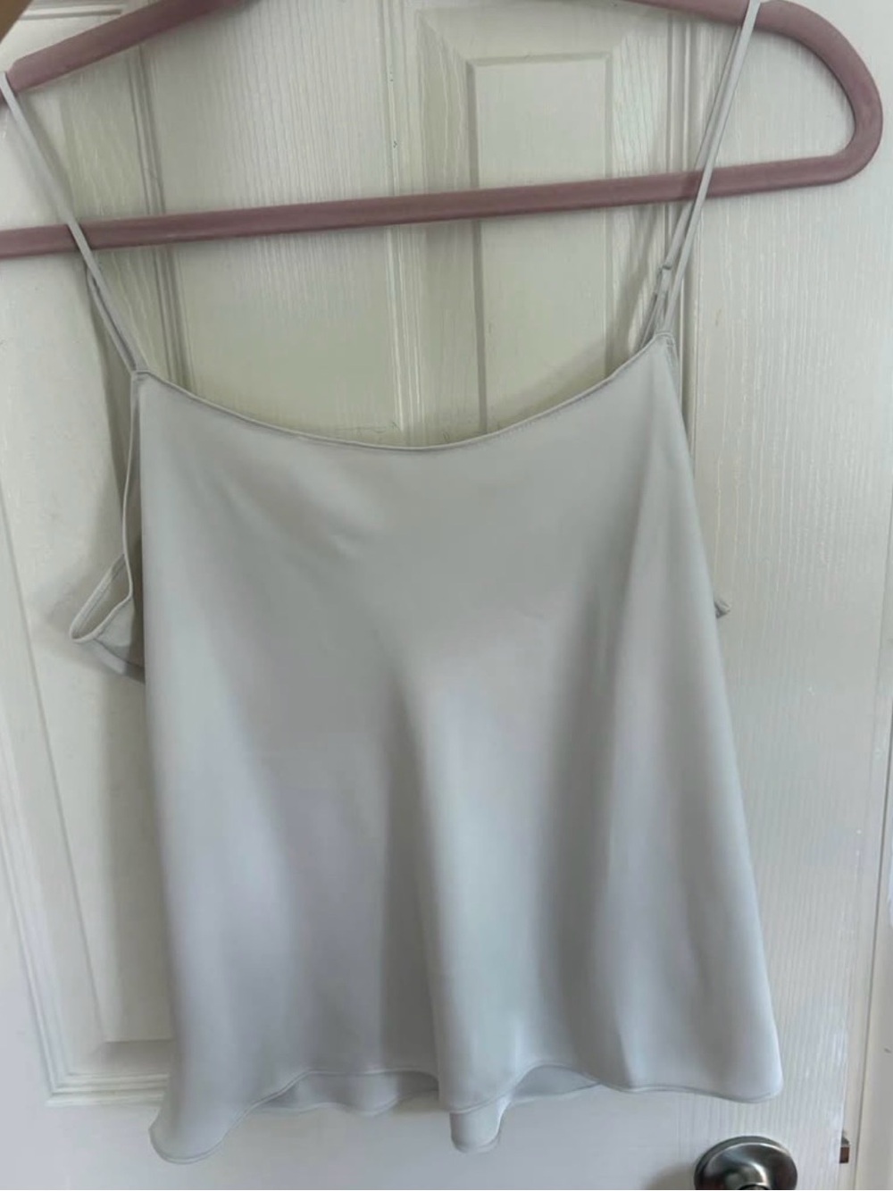 Babaton Pale Gray Satin Slip Tank Top